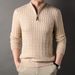 Men's Half-Zip Knit Sweater With Wool Blend, Winter Pullover For Casual & Smart Style (Gray, M)_viptrois.com