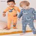 Long Sleeved Children's Home Clothes New Spring And Autumn Boys And Girls Suits Cotton Cute Excavator Home Clothes Two Piece Suit_viptrois.com