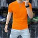 One Piece From The Source Factory, European Spot Trendy Version Mercerized Cotton Summer Wear Men's Short-sleeved T-shirt Slim Solid Color Men's_viptrois.com