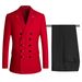 Men's Clothing Men's Suit Professional Business Casual Suit Foreign Trade Fashion Double Row Dark Blue Black Gray Slim Suit_viptrois.com