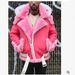 European And American Men's Faux Leather And Plush Thickened Fur One-piece Short Zipper Coat Hooded Men's Coat_viptrois.com
