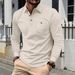 Classic Waffle-Knit Polo Shirt – Long Sleeve Button-Up Collar With Pocket (Khaki/Black/Grey/Wine/Green/White, S-XXXL)_viptrois.com