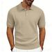 Men's Heavyweight Textured Jacquard Polo Shirt, Relaxed Fit Short Sleeve Top For Casual & Streetwear Looks_viptrois.com