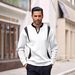 Men's Sweatshirt Contrast Color Pullover Sweater Independent Station Hot Selling V Neck Top Trend_viptrois.com