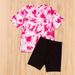 Mother & Kids INS Fashion Heart Shaped Tie Dye Full Print Short Sleeved Children's Casual Summer Suit_viptrois.com