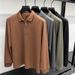 Ordos City Autumn Winter New Long Sleeve T-Shirt Men Half Zipper Turn-down Collar Top Loose Plus Size Dad Style Polo_viptrois.com