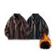 Leather Jacket Men's Leather Jacket Fleece Thickened Casual Jacket Korean Version Green_viptrois.com