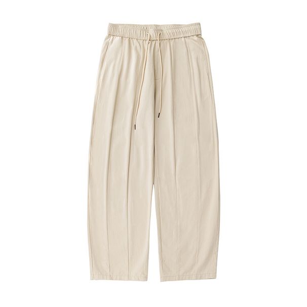 Men's Clothing Textured Silhouette Casual Pants Men's Spring And Summer New Loose Drape Slightly Tapered Bloomers Split Design Trendy Brand Trousers_viptrois.com