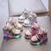 Cartoon Bright Diamond Flash Shoes Boys And Girls Leather Breathable Luminous Sneakers Girls Princess Shoes_viptrois.com