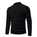 Men's Semi-Turtle Neck Sweater, Jacquard Knit Pullover, Breathable & Stretchable Polyester Blend, Slim Fit Thermal Base Layer (Black/_viptrois.com