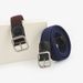 New autumn canvas woven elastic waistband women's trendy casual pants, alloy square buckle belt for men_viptrois.com