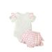 Mother & Kids Children's clothing, starting from one piece, 2024 new style, baby girl summer letter short-sleeved romper plaid PP shorts suit_viptrois.com