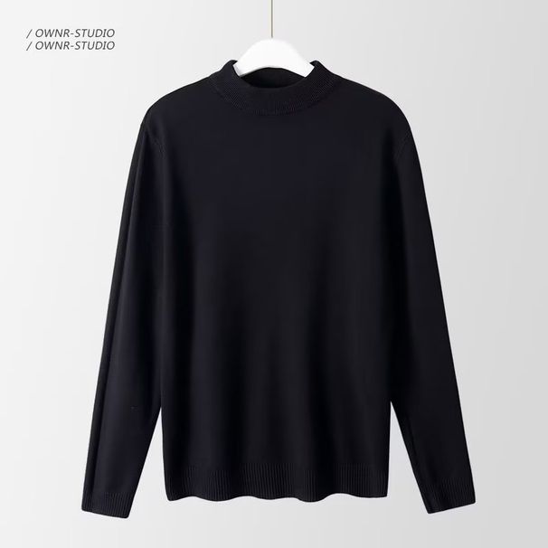 Men's Clothing Half Turtleneck Sweater Men's Autumn Winter Semi-Turtleneck Sweater Slim Fit Knitted Pullover Casual Warm Long Sleeve Top_viptrois.com