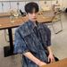 Men's Clothing Retro Silhouette High End Niche Design Short Sleeved Shirt Trend_viptrois.com