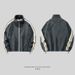 Men's Fleece-Lined Zip-Up Jacket – Winter Stand Collar Color-Block Pullover (Polyester Blend, Thickened, Side Pockets, Street & Sport Style)_viptrois.com
