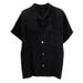Men's Clothing Men's Tops Spring And Summer Texture Retro Pleated Short Sleeved Loose Black Shirt Suit_viptrois.com