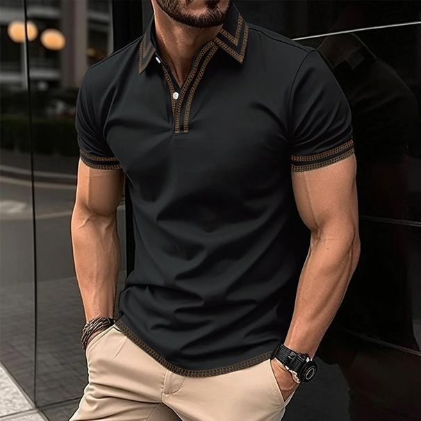 Men's Clothing Size Summer Men's Casual Lapel Line Short Sleeved T Shirt Polo Shirt_viptrois.com