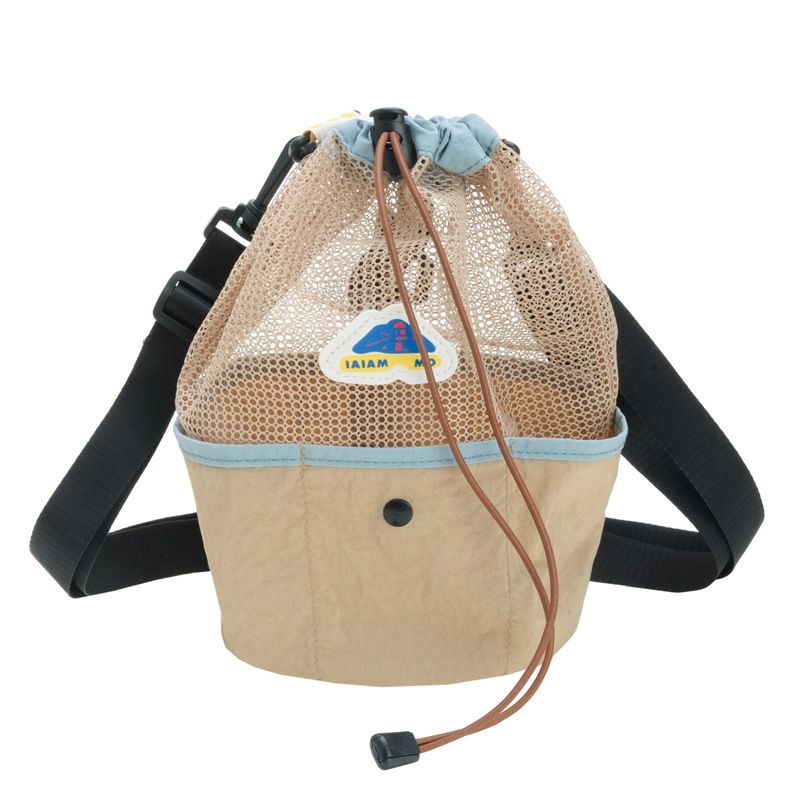 Stylish Drawstring Kids Shoulder Bag - Mesh Panel Foldable Backpack For Boys & Girls, Beach Bag For Children_viptrois.com