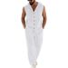 Men's Linen Hooded Sleeveless Shirt With Straight Leg Pants Set - Breathable Summer Resort Wear_viptrois.com
