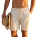 Men's Casual Sports Shorts New Breathable Cotton And Linen Solid Color Summer Beach Pants Comfortable Fit_viptrois.com