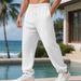 Men’s Jacquard Checkered Casual Pants – Classic Straight-Leg Trousers With Drawstring Waist (95% Polyester, Wrinkle-Free, White/Navy/Army Green)_viptrois.com