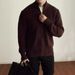 Men’s Semi-High Neck Zip-Front Knit Sweater – Anti-Pilling Modal Blend Heavyweight Cardigan For Autumn & Winter_viptrois.com