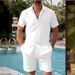 Men's Clothing New Men's Short Sleeved Shirt Suit Summer Loose Casual Cotton And Linen Cardigan Shirt_viptrois.com