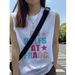 Pure Cotton Outerwear Sports Sweet Cool Summer Loose American Style Tank Top Vest Sleeveless Base Layer Mid-Length_viptrois.com