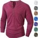 Men's Casual Long Sleeve Button-Up T-Shirt - Classic Round Neck Solid Color Top For Outdoor & Daily Wear_viptrois.com