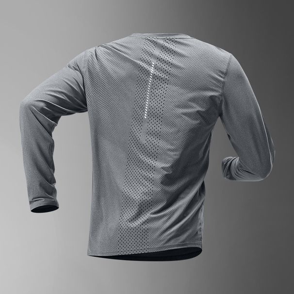 Ice silk long sleeved T shirt men's summer thin quick drying clothes breathable loose outdoor leisure sports men's tops_viptrois.com