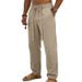 Men's Retro Linen Straight Leg Trousers Loose Woven Summer Bottoms Source_viptrois.com