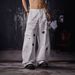 Utility Cargo Pants With Star Patches Multi-Pocket Distressed Wide-Leg Jeans Unisex Streetwear Aesthetic_viptrois.com