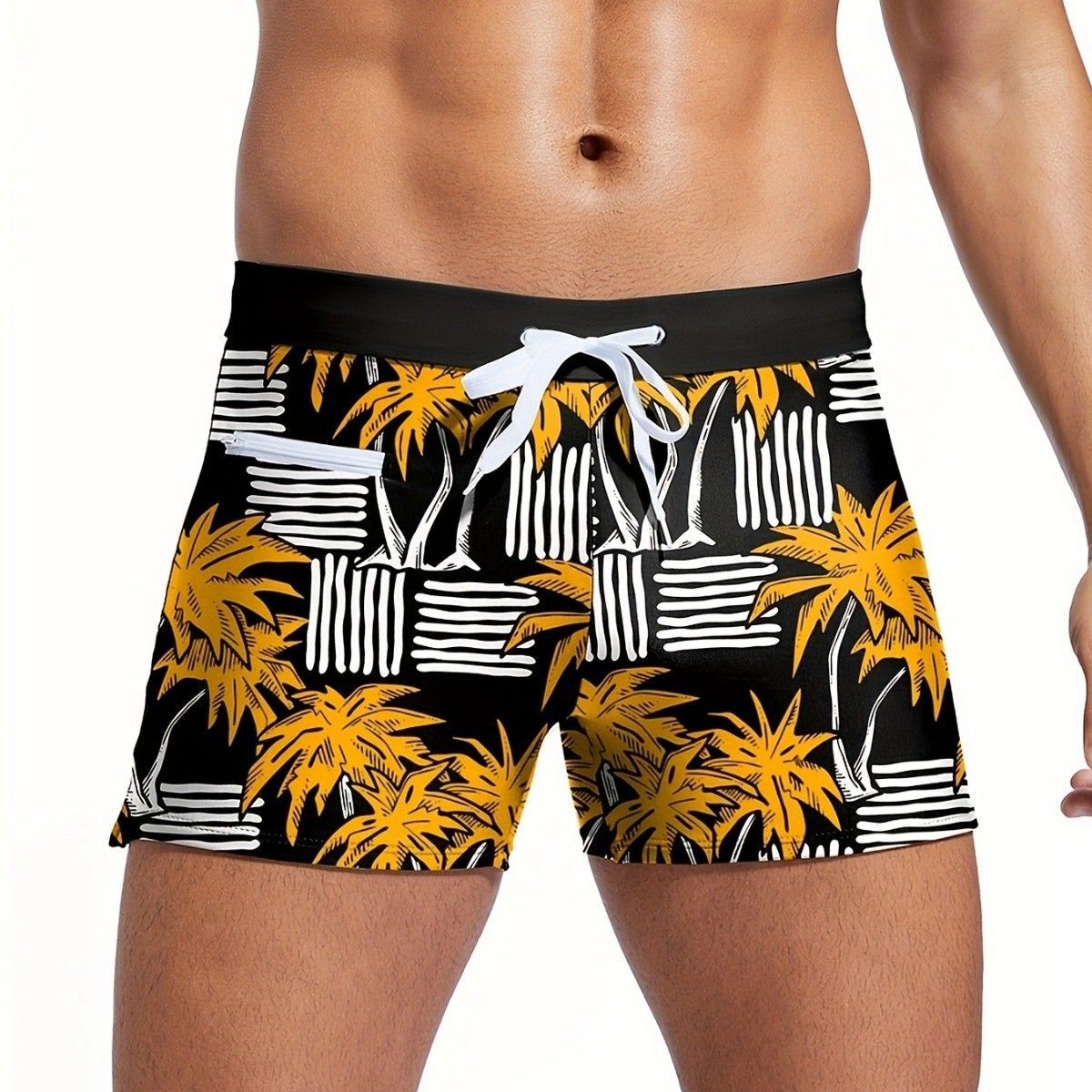 Men's Clothing Men's Boxer Briefs + Striped Squares + Prints, Simple, Can Be Used In The Water, Beach, Anti Exposure Tether Zipper, Spot_viptrois.com