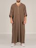 Men's Clothing Muslim Mid Sleeve Embroidery National Style Robe Side Pockets_viptrois.com