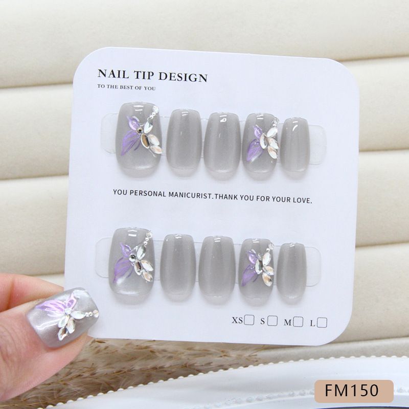 Beauty & Health Hand Made Nail Polish Three Dimensional Flash Diamond Fantasy Purple Butterfly Cat's Eye Ins Style Nail Art Piece Code_viptrois.com
