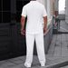 Summer 2-Piece Set Casual Men's Solid Color Textured Shirt And Trousers Simple No Details Short Sleeve_viptrois.com