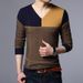 Pure New Men's Clothing 2024 Spring Korean Style Knitted Sweater Color-Block V-Neck Long Sleeve Casual Base Shirt Wholesale_viptrois.com