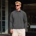Men's Clothing Texture Jacquard Solid Color Men's Long Sleeved Polo Shirt Foreign Trade Button New Lapel Loose Sweatshirt_viptrois.com