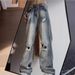 Ripped Jeans Men's Spring Autumn Style American High Street Fashion Brand Straight Wide Leg Loose And Trendy Work Pants_viptrois.com