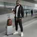Autumn And Winter New Men's Large Twill Hooded Baseball Jersey Cardigan Hoodie Long Sleeve Tooling Trousers Set_viptrois.com