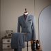 Men's Clothing Double-Breasted Striped Suit Set - Slim Fit Wedding, Business & Interview Formal Suit With Vest Options (Navy/Black/Smoke Grey)_viptrois.com