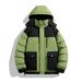 Unisex Winter Thermal Jacket For Couples - Waterproof Windproof Hooded Coat With Polyester Filling, Loose Fit Zip-Up Outdoor Parka_viptrois.com