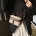 Women’s Bags New Niche Design Retro Canvas Splicing Box Bag Versatile Commuter Handbag Shoulder Messenger Lunch Box Bag_viptrois.com