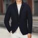 Men’s Slim Fit Knit Blazer Cardigan – Stand Collar Longline Coat | Winter Casual & Smart Layering (Black, Gray, Navy, Olive, Brown)_viptrois.com