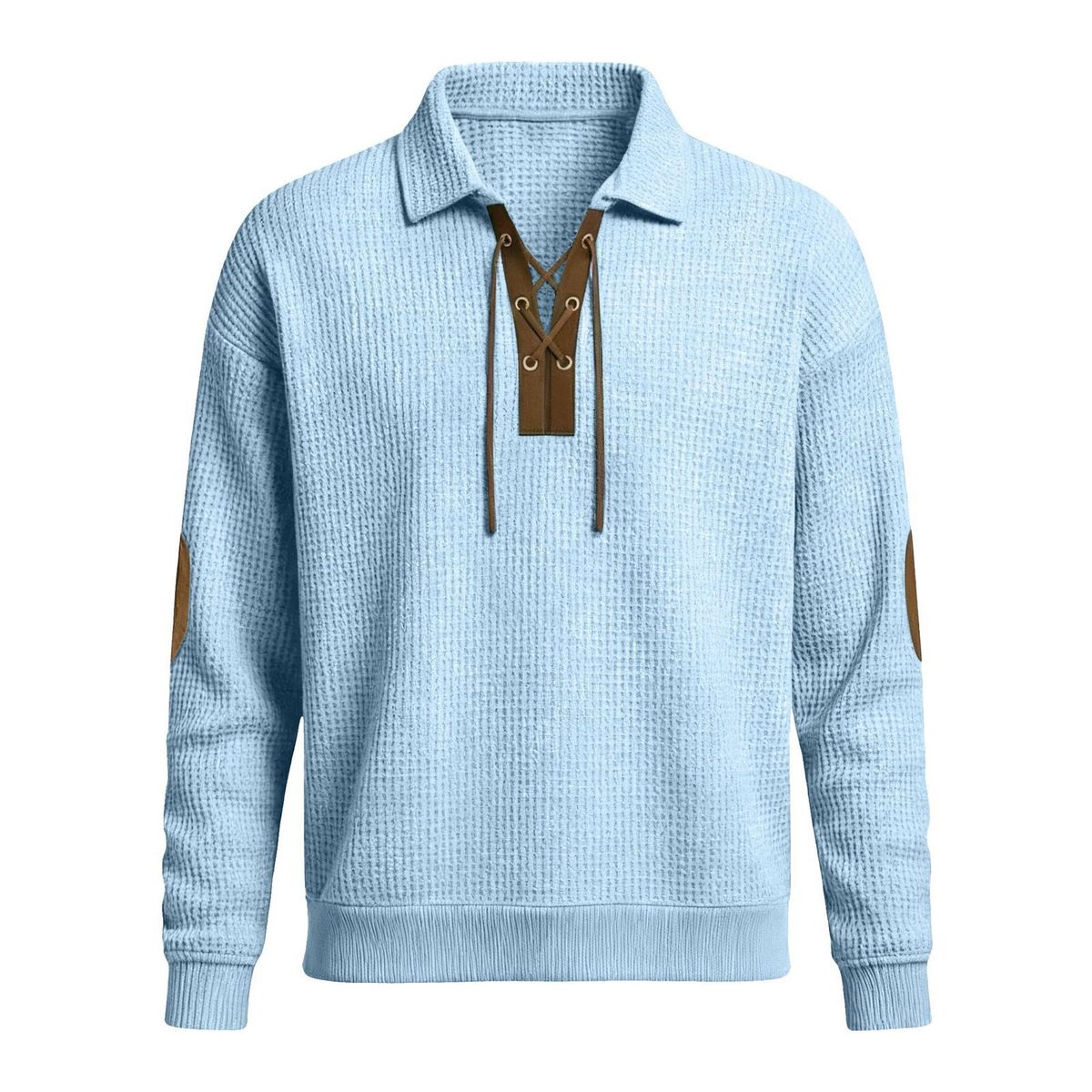 Men's Oversized Sweatshirt - Long Sleeve Turn-Down Collar Casual Pullover (S-5XL, Black/Grey/Beige/Navy/More)_viptrois.com