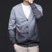 Men's Slim-Fit Gradient V-Neck Knit Cardigan – Korean-Style Lightweight Sweater For Autumn, Casual Layering Pullover_viptrois.com