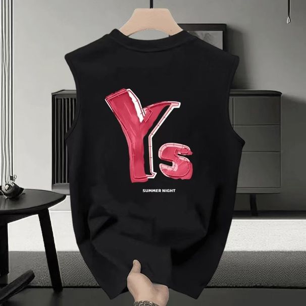 2025 Summer Cotton Loose Sleeveless T-shirt Men's Vest Trendy Brand Design Sense Casual Sports T-shirt Top_viptrois.com