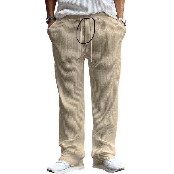 Men's Casual Trousers High-Waisted Wide Leg Straight Fit Striped Pants For Autumn Spring Fashion_viptrois.com