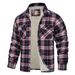 Men's Clothing Fleece-Lined Plaid Shirt Jacket – Oversized Flannel Coat For Men (Green/Khaki/Navy, S-5XL)_viptrois.com