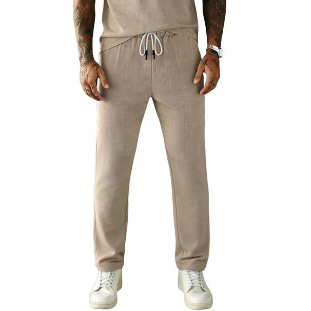 Men's Corduroy Trousers Style Drawstring Straight Leg Loose Fit Casual Long Pants Thin_viptrois.com